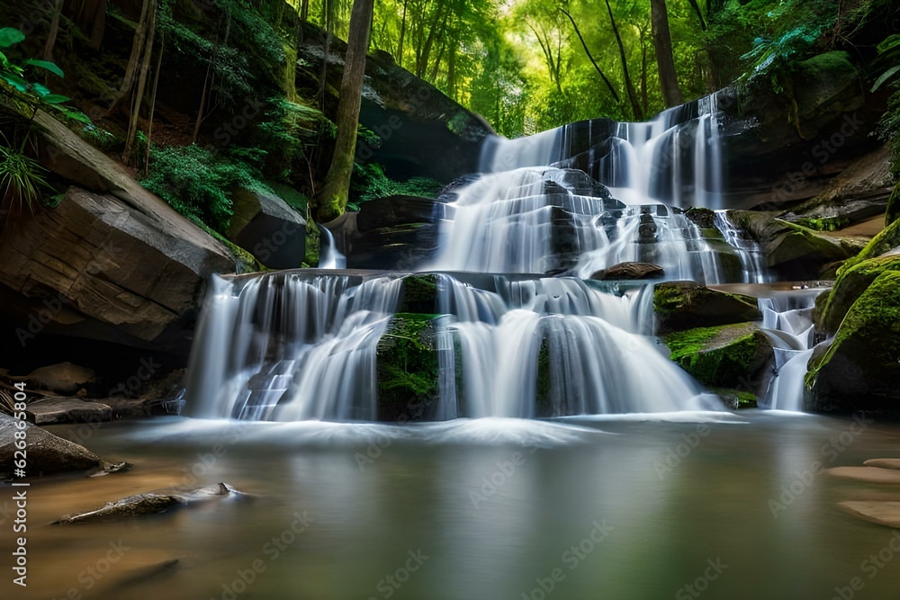 Obraz premium waterfall in the forest generated Ai.