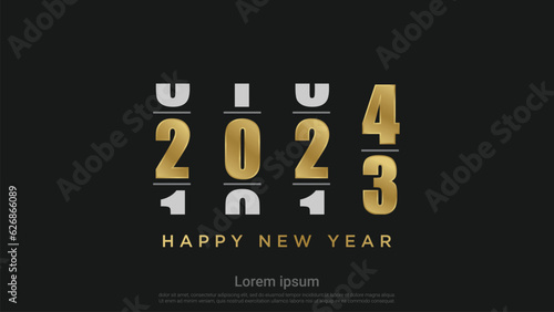 Loading Happy New 2024 Year. Holiday vector illustration on black background.