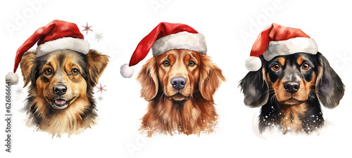 winter christmas dog watercolor ai generated © sevector