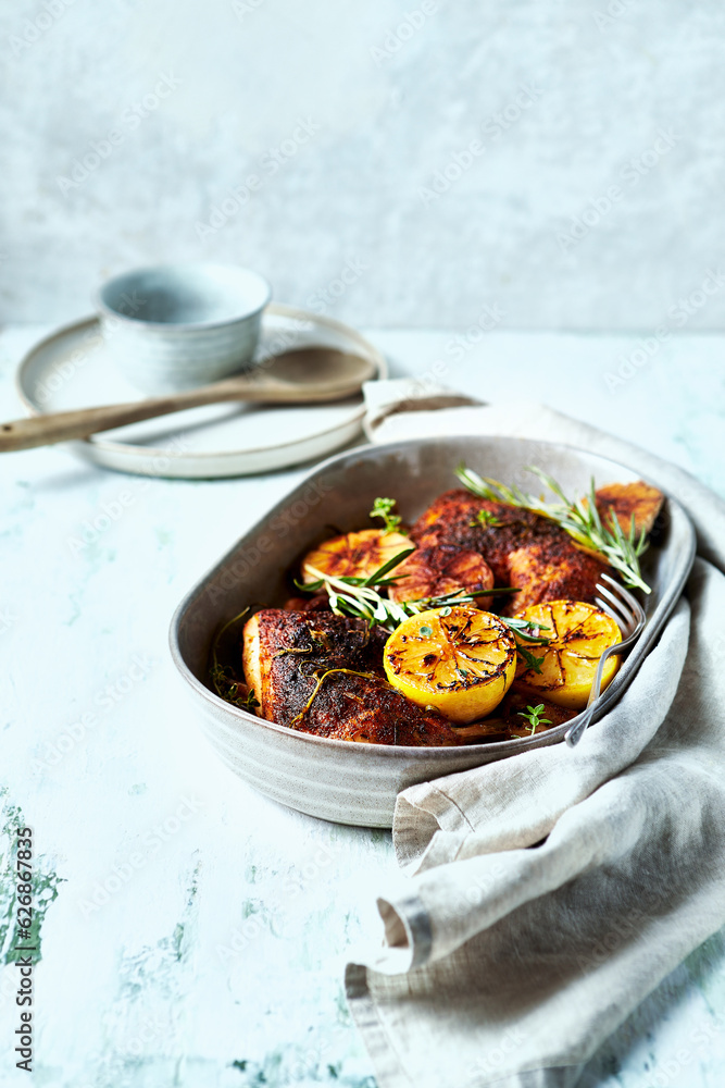 Mediterranean-style chicken with lemon, garlic, olives and herbs. Oven baked chicken legs Mediterranean-style chicken with lemon, garlic, olives and herbs. Oven baked chicken legs
