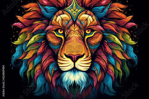 Hand-drawn image of majestic lion. Beautiful illustration picture. Generative AI