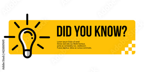 Did you know geometric message bubble with light vector image. template post icon for social media background, fun fact blank template fyi vector with lightbulb idea and cable symbol element