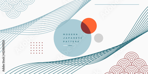 Abstract modern japanese art style geometric wallpaper design vector image. minimal art template with geometric pattern in Japan style wave and aesthetics