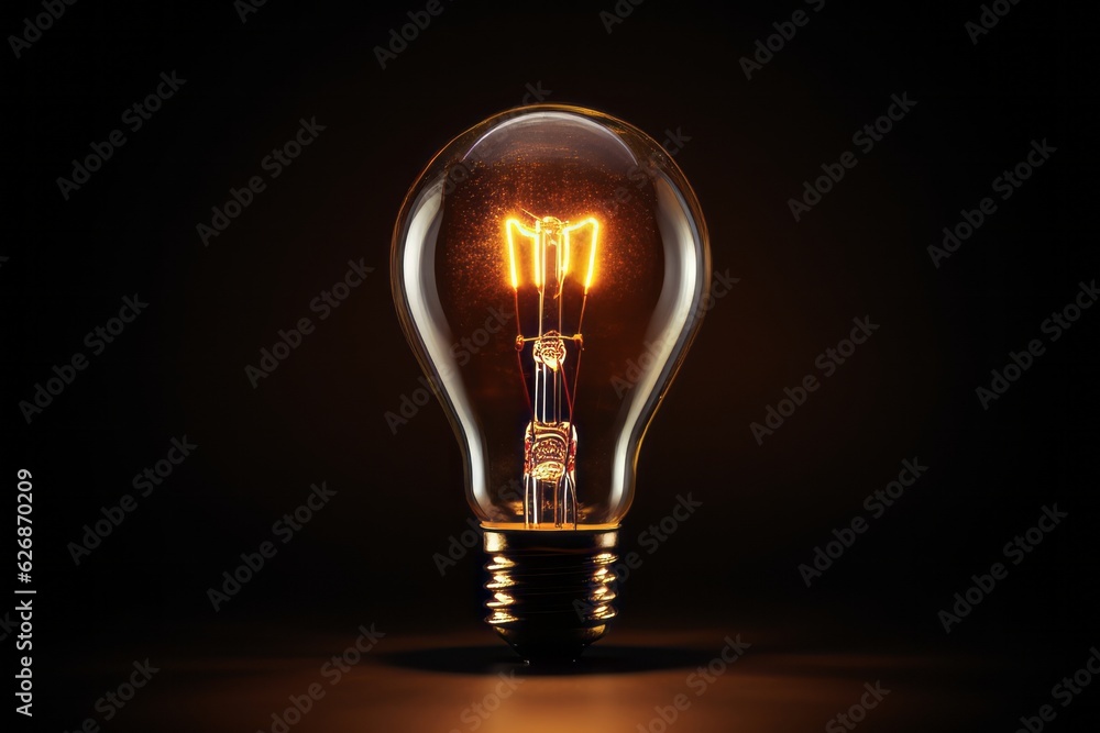 Light bulb in a dark room. Beautiful illustration picture. Generative AI Light bulb in a dark room. Beautiful illustration picture. Generative AI