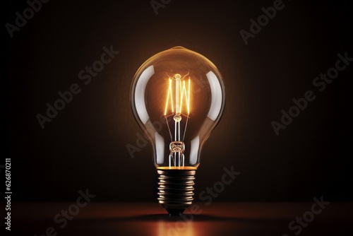 Light bulb in a dark room. Beautiful illustration picture. Generative AI