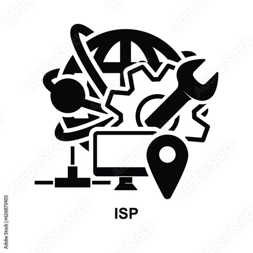 ISP icon. Internet service provider. Secure network connection and privacy protection isolated on background.