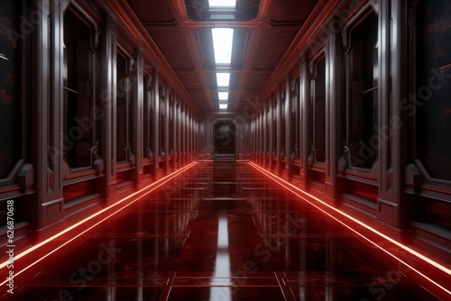 Quasar forms at the end of a long hallway. Beautiful illustration picture. Generative AI