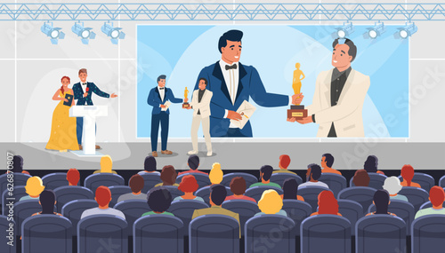 Award event on stage with beautiful people
