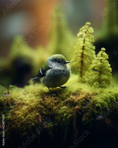 Very cute little shamrock bird. Beautiful illustration picture. Generative AI