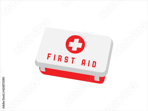 First aid kit. Health, help and medical diagnostics concept. Flat design. Vector illustration. EPS 8, no transparency.