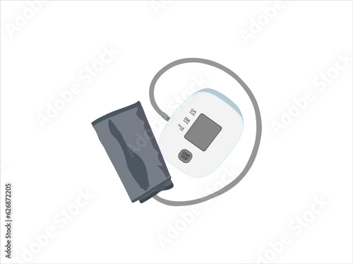 medical electronic tonometer stock vector illustration, Medical tonometer and optimal blood pressure. Electronic blood pressure monitor. Digital sphygmomanometer. Isolated vector object on white 