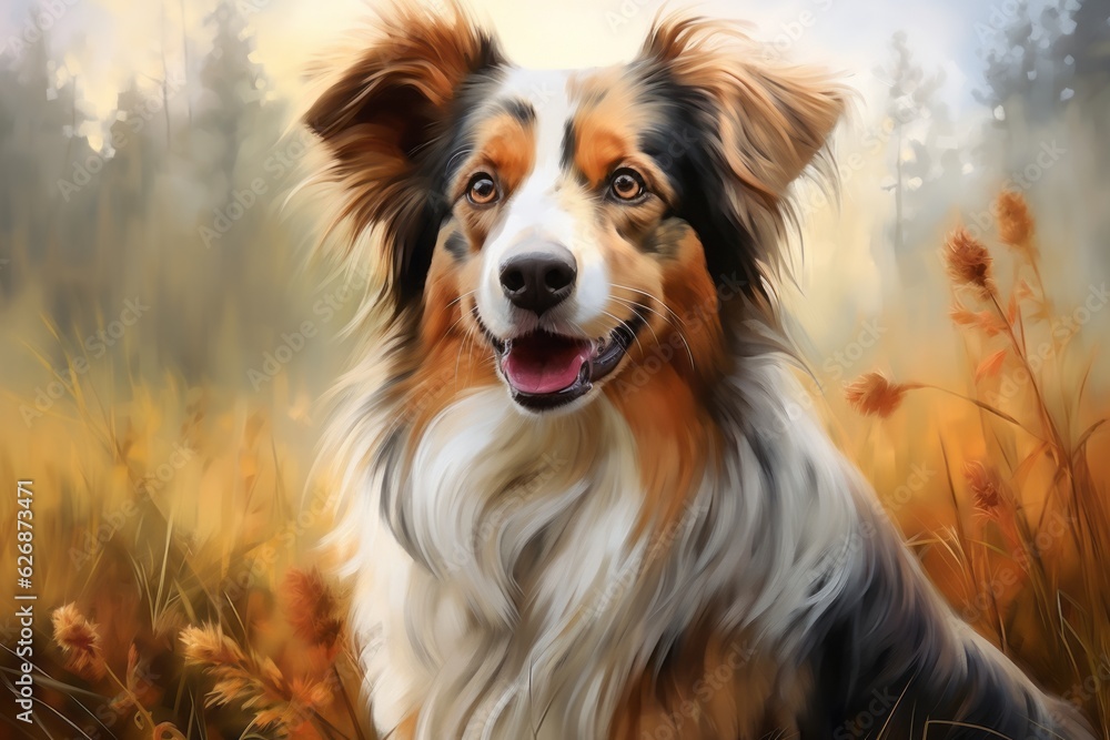 Cute dog portrait. Beautiful illustration picture. Generative AI