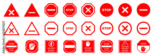 Stop and do not enter sign collection in red
