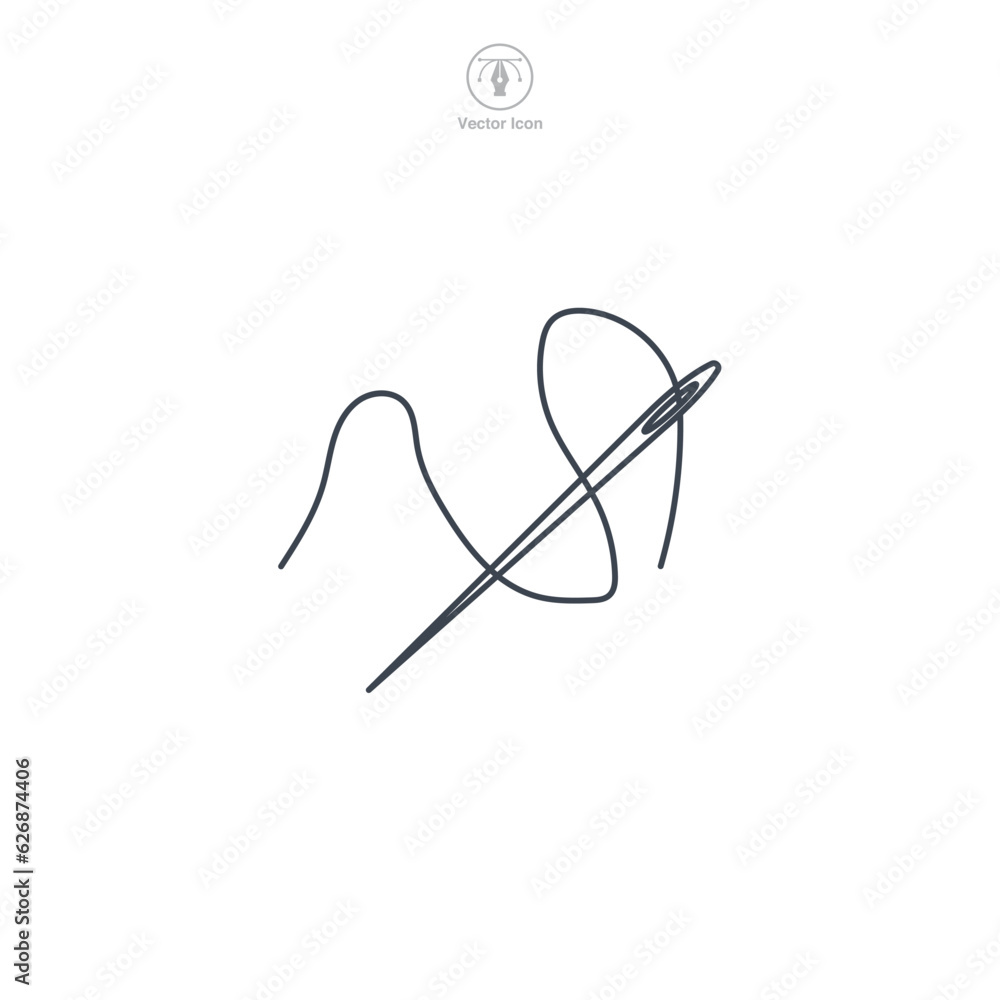 Sewing Needle icon symbol vector illustration isolated on white background Sewing Needle icon symbol vector illustration isolated on white background