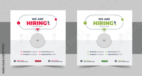 We are hiring job vacancy social media post or Social Media Banner design template, We are hiring job vacancy square web banner design layout