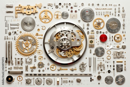 Clock layout, deconstructed. Beautiful illustration picture. Generative AI