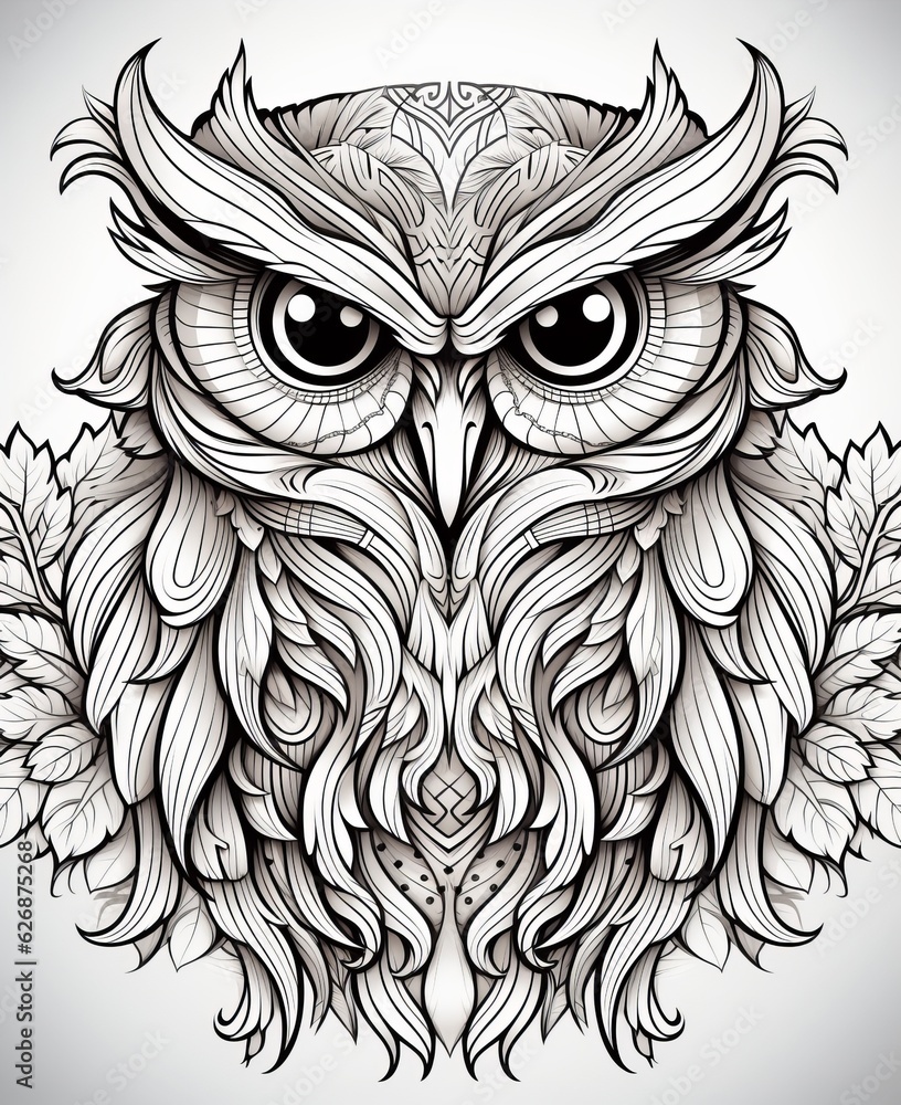 Owl shape, hand drawn. Beautiful illustration picture. Generative AI Owl shape, hand drawn. Beautiful illustration picture. Generative AI