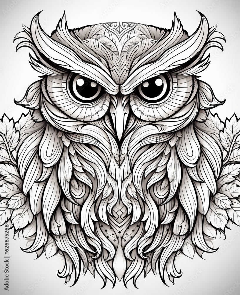 Owl shape, hand drawn. Beautiful illustration picture. Generative AI