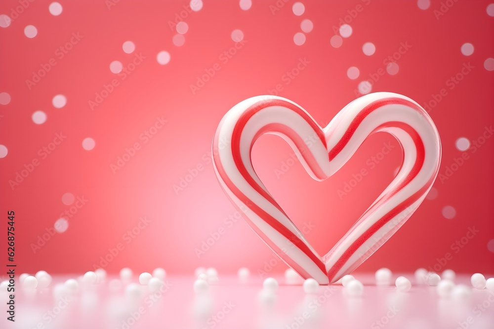 A charming photo of a candy cane heart on a festive background, expressing love and holiday cheer.