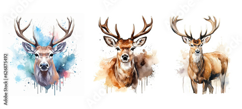 stag deer watercolor ai generated