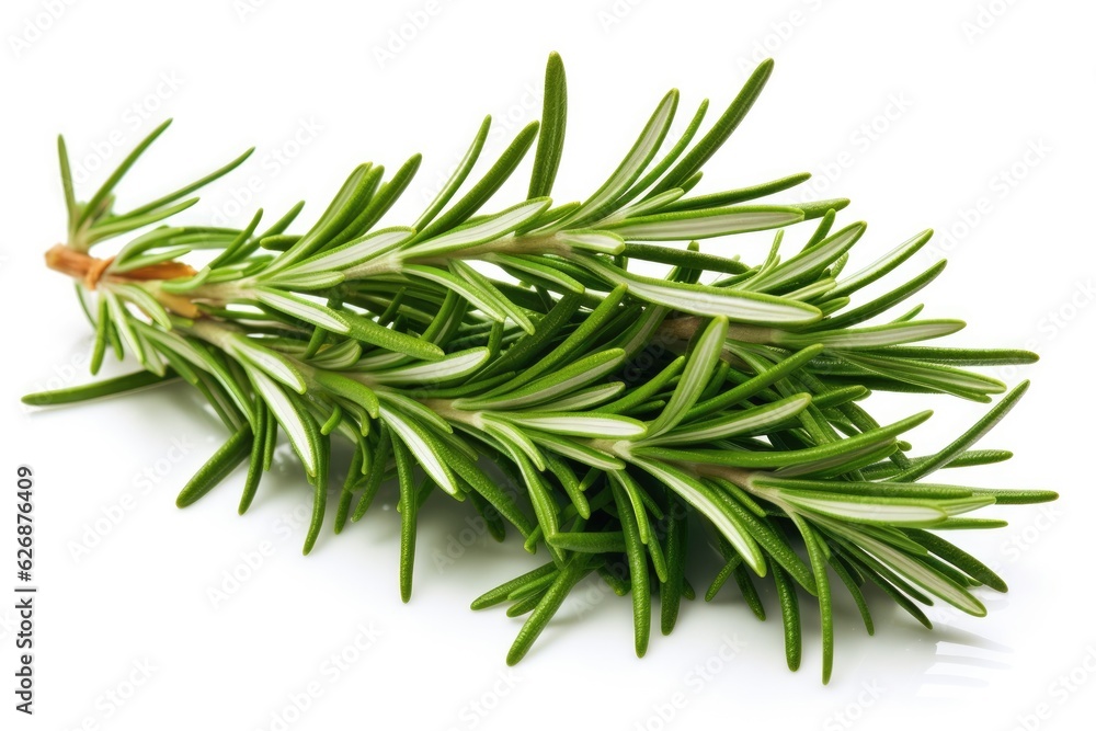 Fototapeta premium Twig of rosemary, fresh herb on white background, generative AI