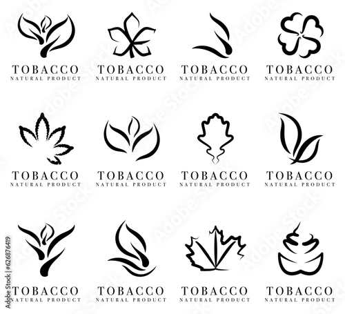 Tobacco logo collection. Set of black tobacco icon for decoration