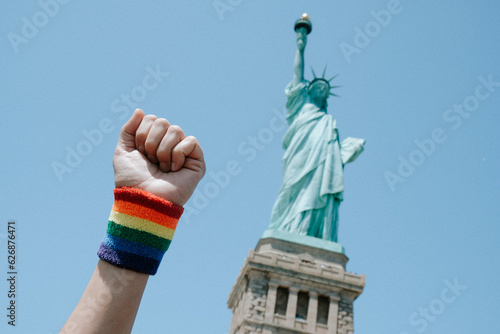 rainbow wristband and the Statue of Liberty
