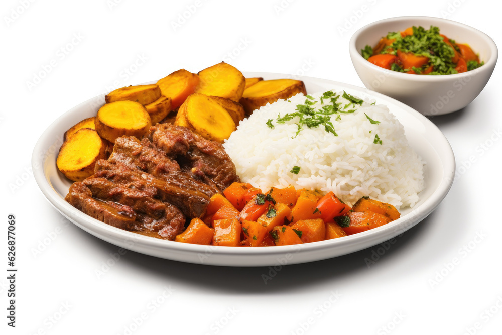 Brazilian dish with vegetables and meat. Generative ai Brazilian dish with vegetables and meat. Generative ai