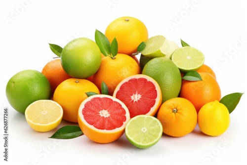 Citrus fruits isolated on white  generative AI