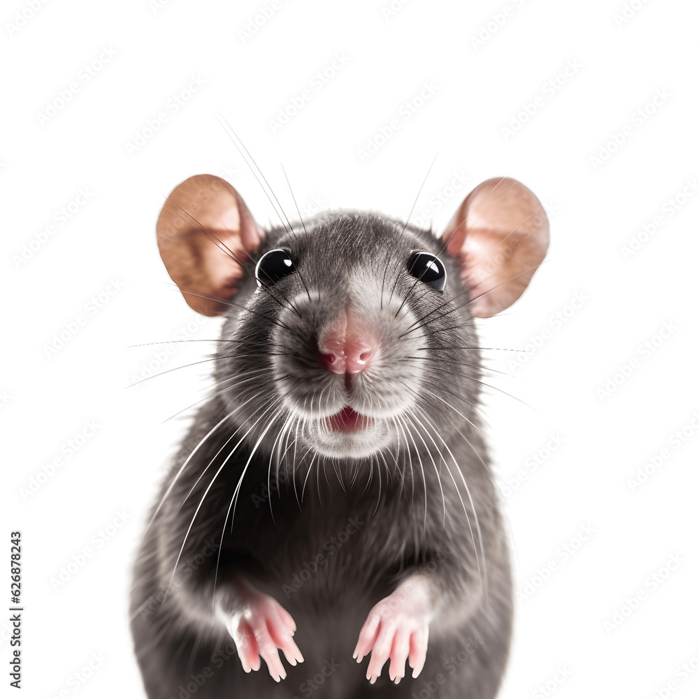 Cute gray rat isolated on transparent background view of face Cute gray rat isolated on transparent background view of face