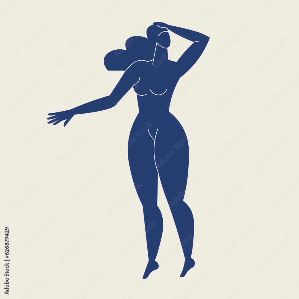 Contemporary woman silhouette. The female body, figure, pose. Flat vector illustration in a trendy style