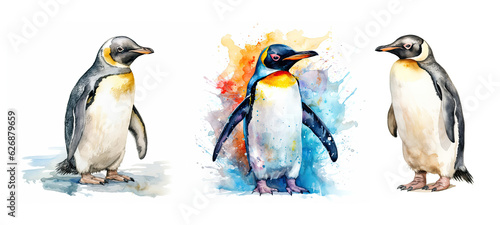 antarctic penguin watercolor ai generated
