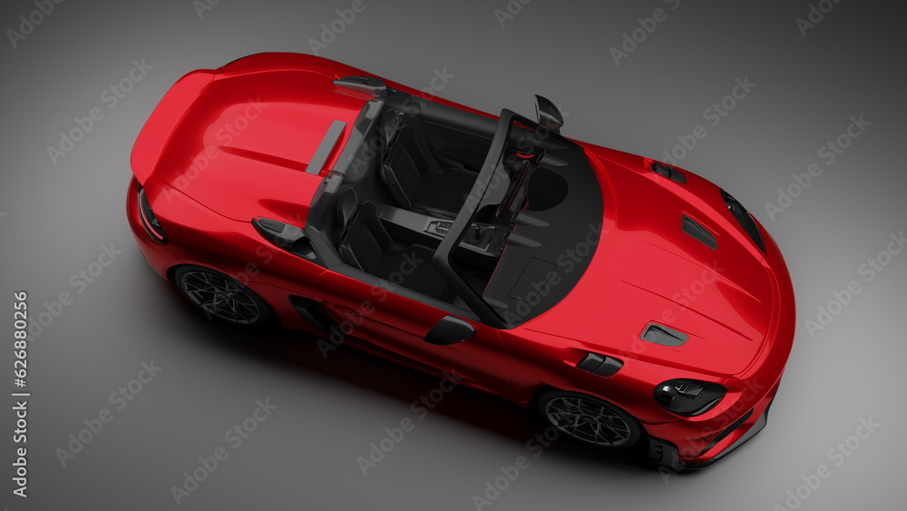 New sport car, auto cabrio RS, S-class convertible type in modern style. Copy space, banner composition. 3D render