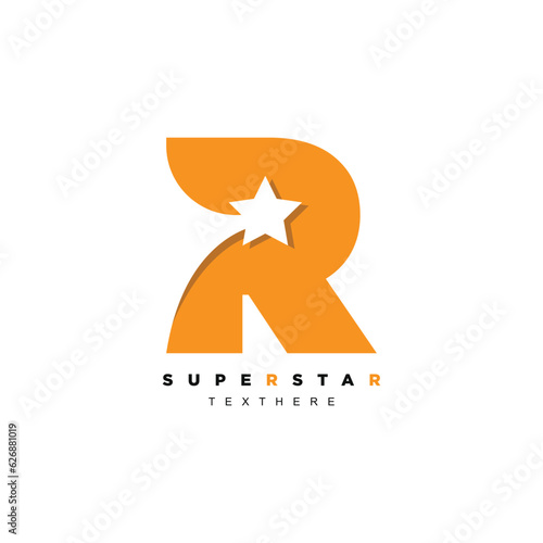 Premium yellow letter R superstar logo design for your brand or business