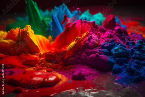 Different bright colors powder explosion. Generative AI