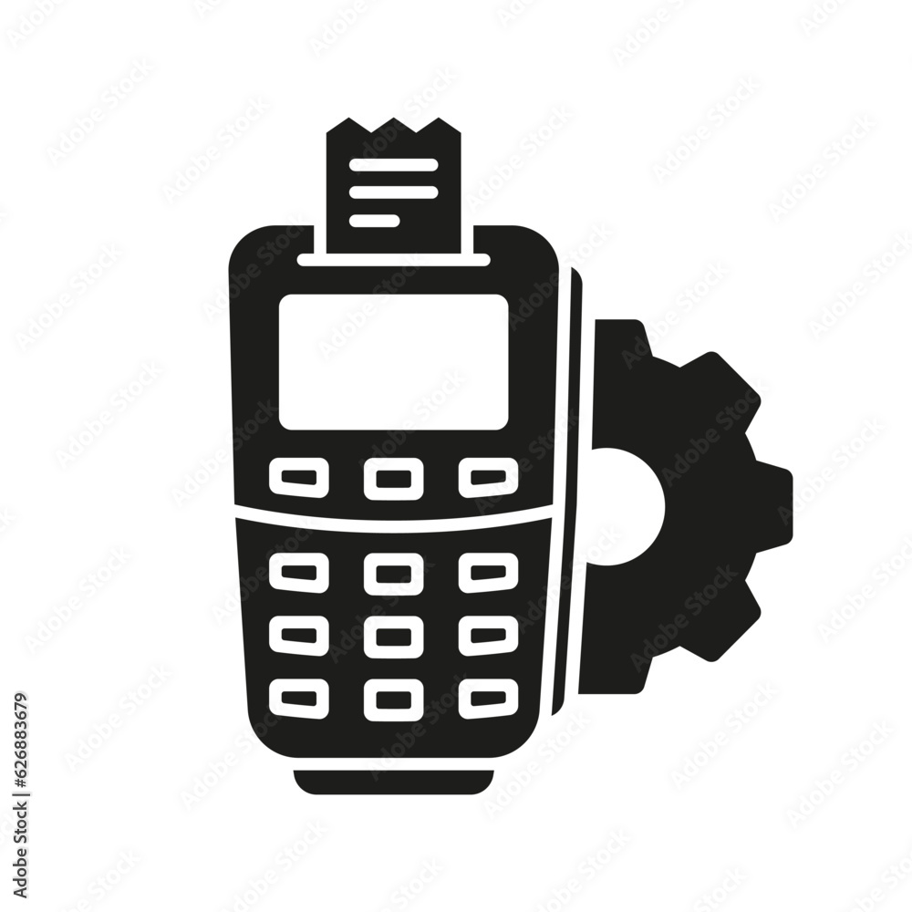 Bank Terminal Options Silhouette Icon. Financial Settings on POS Glyph Pictogram. Finance Electronic Wireless Device Solid Sign. Setup Money Banking Payment Symbol. Isolated Vector Illustration Bank Terminal Options Silhouette Icon. Financial Settings on POS Glyph Pictogram. Finance Electronic Wireless Device Solid Sign. Setup Money Banking Payment Symbol. Isolated Vector Illustration