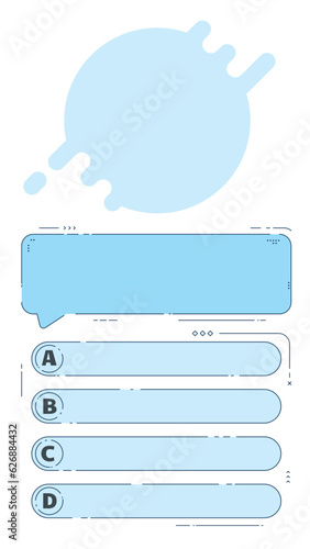 Vertical phone quiz app. Question and answers template from TV game. Test and quiz concept. Quiz game in tv. Background of blue and azure color, line style illustration