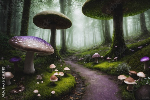 Fantastyczny, magiczny grzybowy las