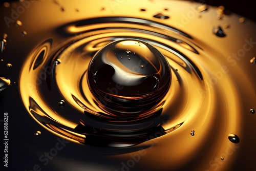 Olive or engine oil splash with waves luxury a Black Screen  generative ai