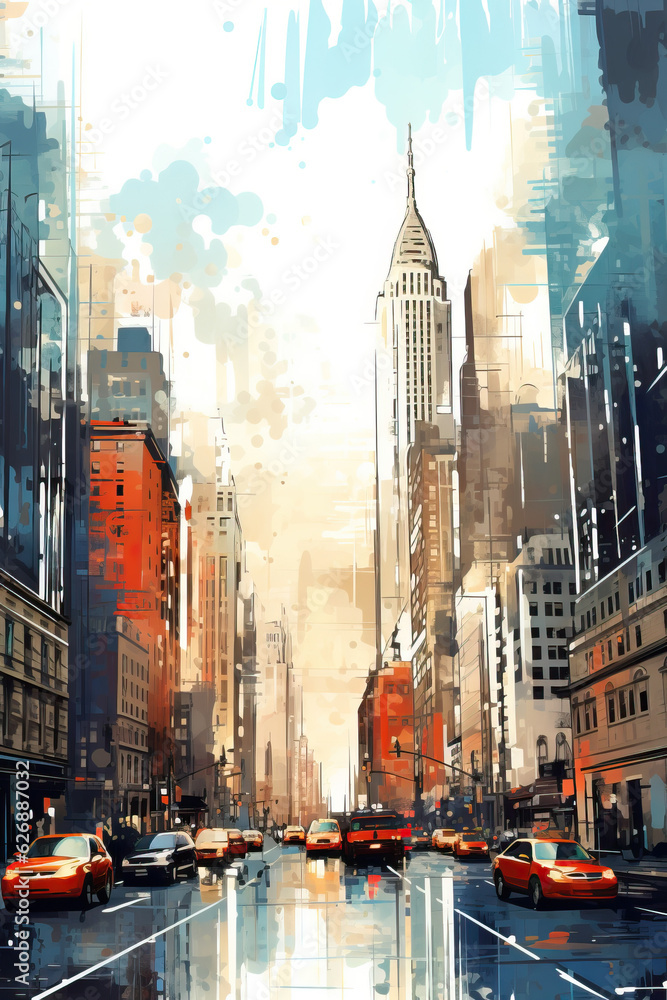 Abstract Painting of New York City created with GenAI