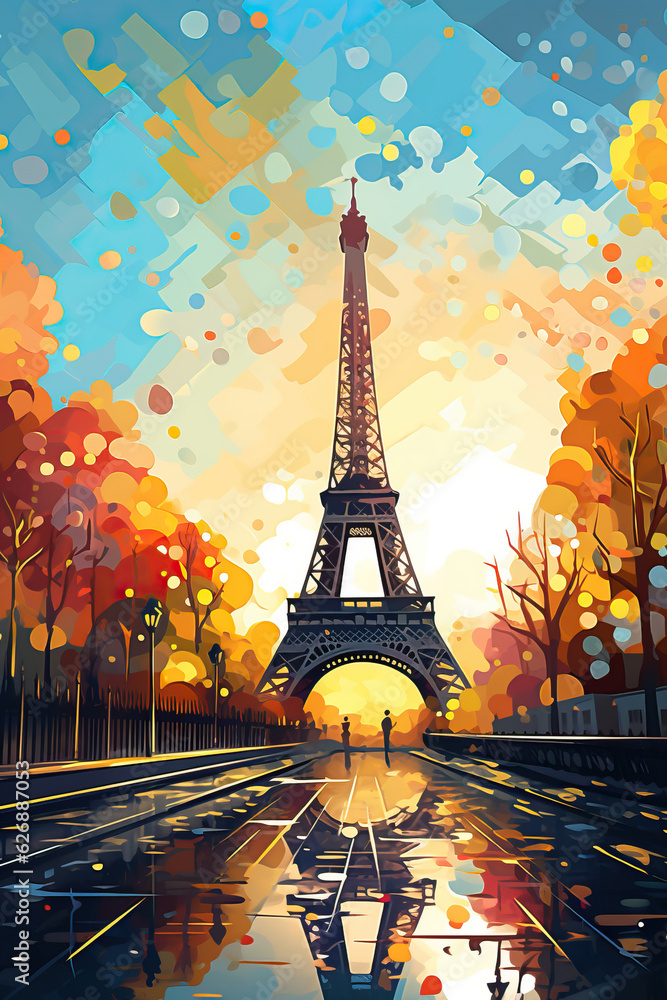 Abstract Painting of Paris created with GenAI