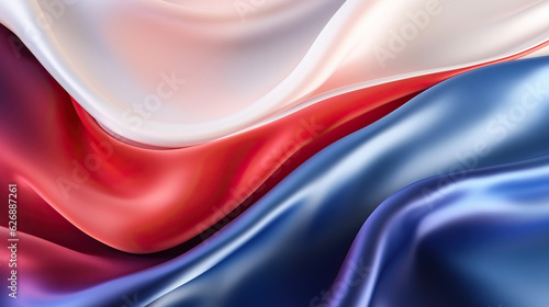 Flowing Satin Fabric Texture Red White Blue created with GenAI