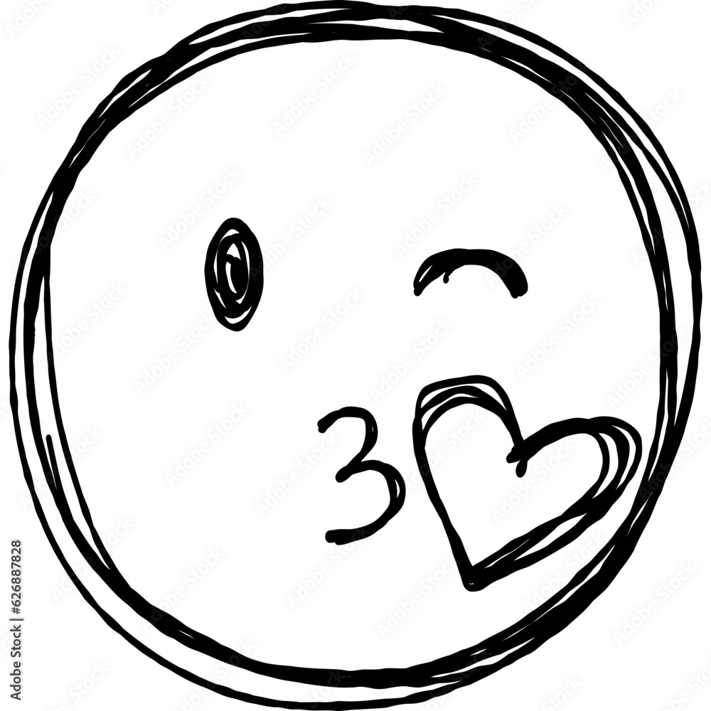 Scribble Emoji Kiss With Heart Scribble Emoji Kiss With Heart