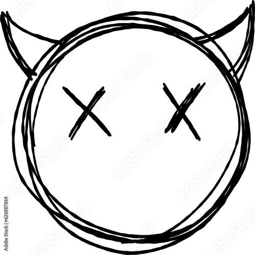 Scribble Emoji Devil With Horns