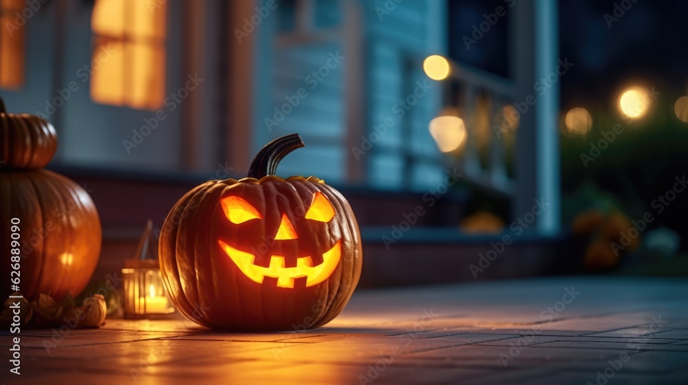 Fototapeta premium halloween pumpkin lantern