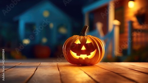 halloween pumpkin on a wooden floor