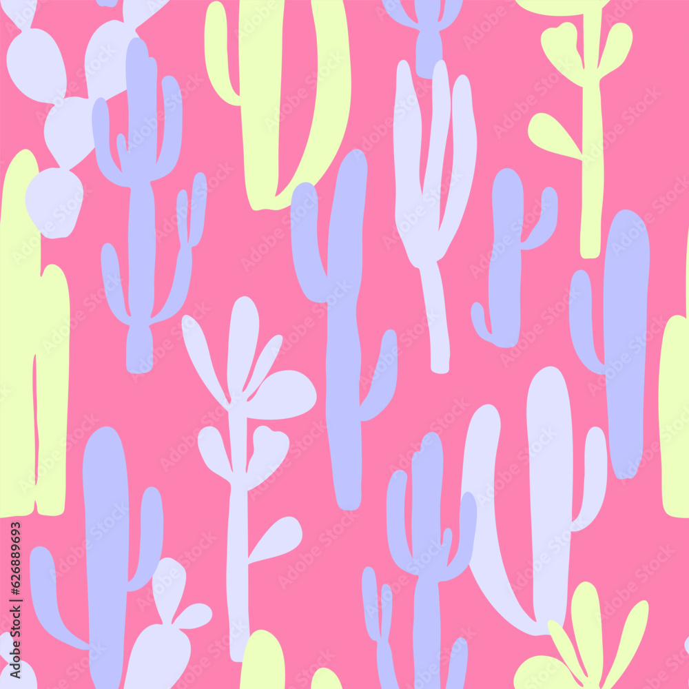 Vector seamless pattern with cactus silhouettes Vector seamless pattern with cactus silhouettes