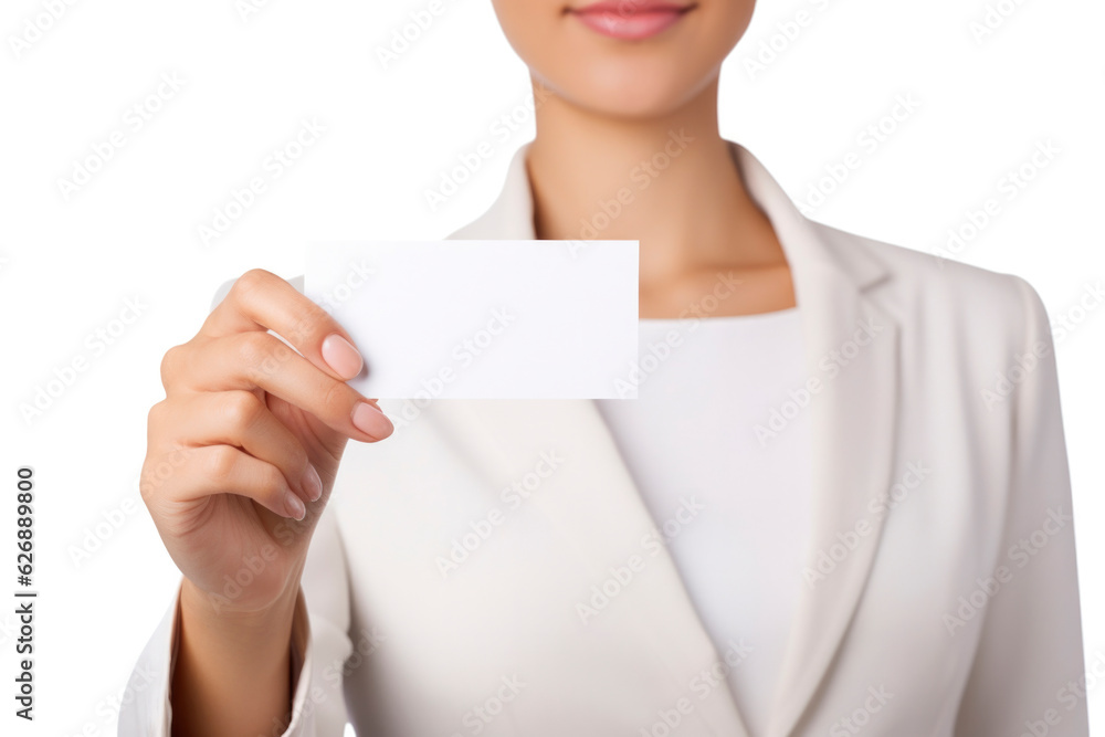 woman holding a blank business card,gen ai woman holding a blank business card,gen ai