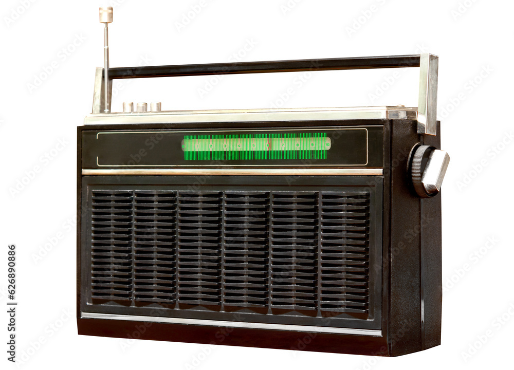 Fototapeta premium Old radio isolated on a white background.