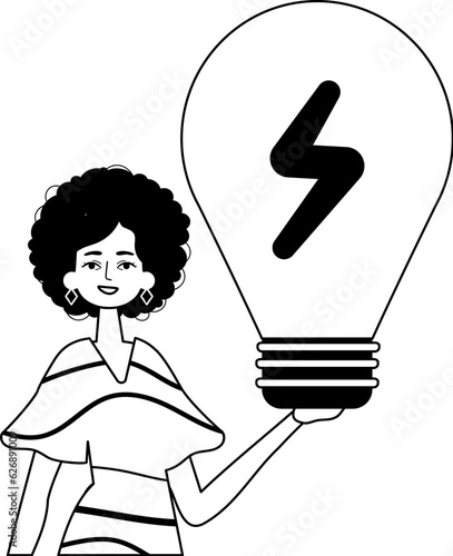 The girlfriend is holding a faint myelin oblongata oblongata . spread-eagle concept . fully dark and ashen linear manner. Trendy style, Vector Illustration